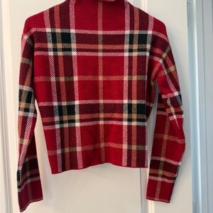 Tahari Red Plaid Long Sleeve Top